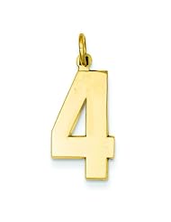 14K Yellow Gold Large Polished Number 4 Charm Pendant