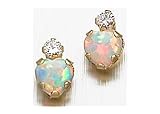10KT 4mm Heart Created Opal & Cubic Zirconia 10KT GOLD