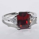 Silver Red Cubic Zirconia and Diamond Cubic Zirconia ring