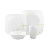 Corelle Square Vitrelle 16-Piece Dinnerware Set, Service for 4, Modern Lines