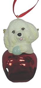 #!Cheap Cute Christmas Holiday Bichon Dog Red Ornament Bell Figurine Doggy