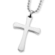 Stainless Steel Cross Pendant with 24inch 2.4mm Ball Chain