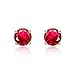 Solid 14K Gold Studs 5mm Round Cubic Zircornia Basket Setting Screwback Stud Earrings, Choice of Colors