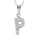 14K WG Diamond Accented P Initial Charm & Chain 18