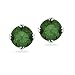Round Green Diamond Solitaire Studs in 14k White Gold