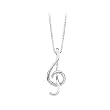 14K White Gold Treble Clef Musical Note Pendant with Chain