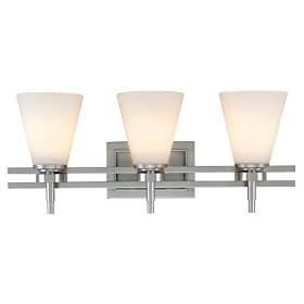 Luradel - 3 Light Bathroom Vanity Lighting Fixture - Brushed Nickel - Satin White Glass -... by Dolan Designs