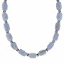 Genuine Blue Lace Agate Stone Silver Bali Bead Nugget Necklace