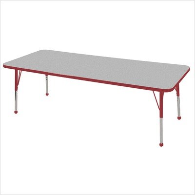 Early Childhood Resource ELR-14112-GRD-TB 30 in. x 72 in. Gray Rectangular Adjustable Activity Table with Red Edge and Red Toddler Leg Ball Glides