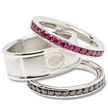 Cincinnati Reds Crystal Stacked Ring Set (Size 6)