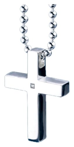 Fred Bennett Men's P2010 Sq Diamond Cross Snake Pendant on 20 Ball Chain