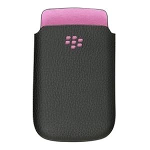 BlackBerry Leather Pocket for BlackBerry 9800 – Black/Pink