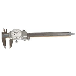 Mitutoyo 505-677 Dial Caliper, 0.1" Per Rev., White Face, 0-12" Range, +/-0.002" Accuracy, 0.001" Graduation