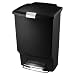 simplehuman Step Trash Can, Rectangular, Plastic, 10-1/2 Gallons, Black