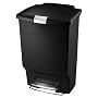 Simplehuman Rectangular Plastic Step-On 10-1/2-Gallon Trash Can, Black
