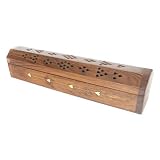Sheesham Wood Incense Box with Brass Inlay Heart Design
