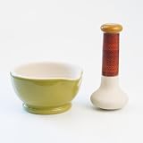 American Masala by Chef Suvir Saran ~ Cardamom Colored 2 Cup Mortar & Pestle 2 Pc. Set