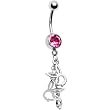 Licensed Pink Gem Playboy Bunny Dangle Belly Ring