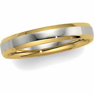 14K Two-Tone Gold Comfort Fit Beveled Edge Wedding Band For Men and Women - Sizes 5 - 12.5
