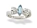 14K White Gold Genuine Marquise Aquamarine and Diamond Bow Ring
