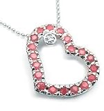 Platinum-Plated Sterling Silver Genuine Ruby Heart Pendant with 16" Chain Necklace