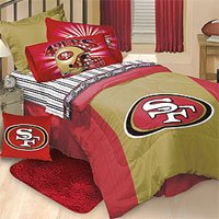 NFL San Francisco 49ers - 4pc Football Comforter + Bed Sheets Set - Twin / Single Size