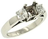 3 Stone Platinum Mounting 2-0.86cttw Assher Cut Diamonds