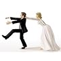 Comical Bride and Groom Cake Topper 4 1/4in