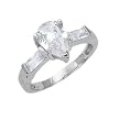 Sterling Silver Engagement Ring with Clear CZ - Size: 6-9