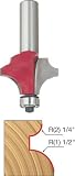 Freud 99-044 1/4 and 1/2-Inch Radius Quarter Round Router Bit with 1/2-Inch Shank