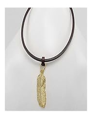 Saddle Brown Feather Leather Necklace In White Base