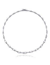 Rhodium Plated Sterling Silver 5mm Cubic Zirconia Necklace, 16"