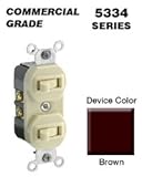 IMAGE OF Leviton 5334-I 20 Amp, 120/277 Volt, Duplex Style Single-Pole / Single-Pole AC Combination Switch, Commercial Grade, Brown