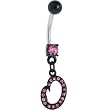 Black Anodized Pink Jeweled Initial Belly Ring-Letter O