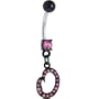 Black Anodized PINK Jeweled Initial Belly Ring-LETTER "O"