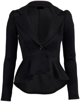 Crazy Girls Women's Fitted Dip Hem Peplum Style Blazer