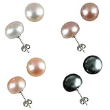 10-11mm EZ Match AAAA Cultured Pearl CAREFREE Sterling Silver Stud Earrings Set (LS1B)