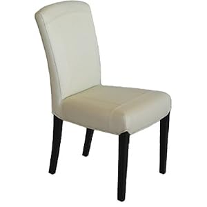 6 Eggshell Carmen Leather Parsons Dining Room Chair Set by Blue Concept