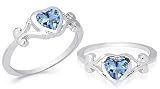 Heart Cut London Blue Topaz Ring Sterling Silver