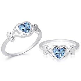 Heart Cut London Blue Topaz Ring Sterling Silver by Peora