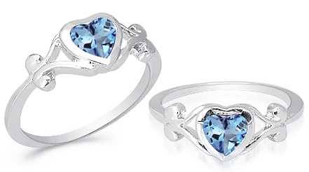 Heart Cut London Blue Topaz Ring Sterling Silver