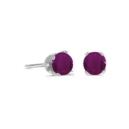 4mm Round Ruby Stud Earrings set in 14 Karat White Gold .60cttw