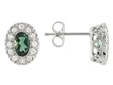 1.32CTW BELLA LUCE EMERALD SIMULANT AND DIAMOND SIMULANT PLATINUM OVER STERLING SILVER EARRINGS