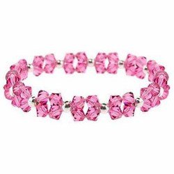 Sterling Silver Dark Pink Swarovski Crystal Bracelet