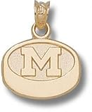 Michigan Wolverines Solid 10K Gold ''M'' Hockey Puck 7/16'' Pendant