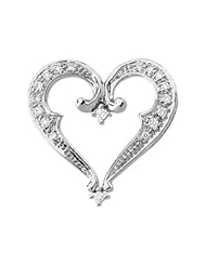 CleverEve Luxury Series 14K White Gold 3.0 grams 1/5 Ct Tw Diamond Heart Pendant Slide