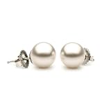 14K Gold 6-6.5mm White Akoya Saltwater Cultured Pearl Stud Earrings AAA Quality