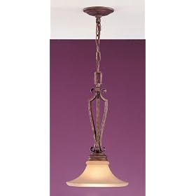 Murray Feiss P1070PBR Garden Gate One-Light Pendant in Peruvian Bronze and Amber Glass by Murray Feiss