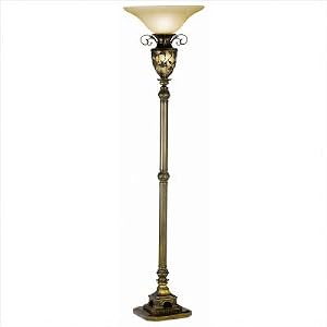 Southern Dogwood Torchiere Floor Lamp in Antique Brass
