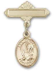 Gold Filled Baby Badge with St. Andrew the Apostle Charm and Polished Badge Pin